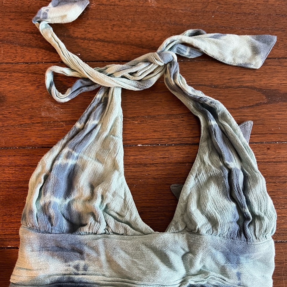 Amuse Society Blue Tie-Dye Top